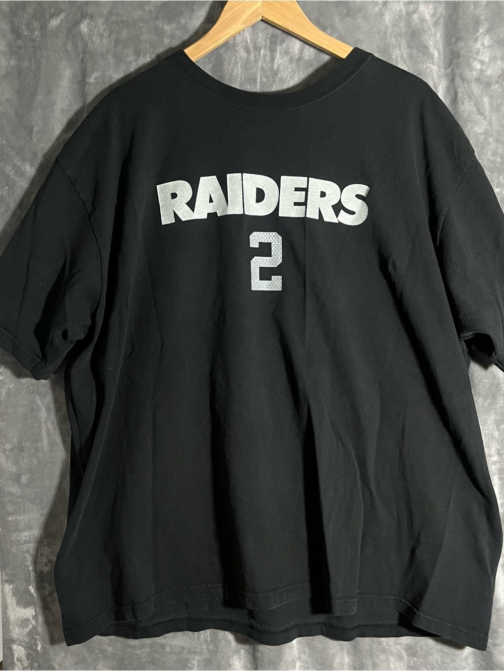 Reebok Black Raiders Short-Sleeve Graphic Tee with White Number